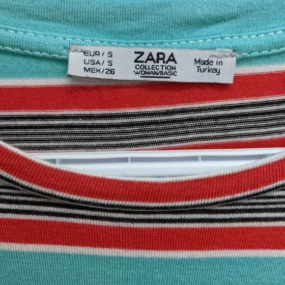 Zara women's multicolored striped tee size small - Picture 4 of 7
